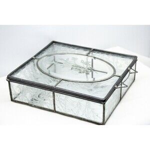 Clear Etch Floral Glass Jewelry box